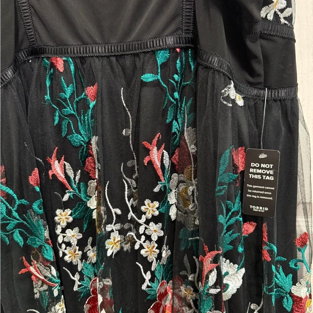 Torrid Black Dress with Colorful Floral Embroidery - Picture 4 of 8